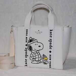 NWT Kate Spade Peanuts Snoopy Small Leather Tote Crossbody Bag Purse Novelty